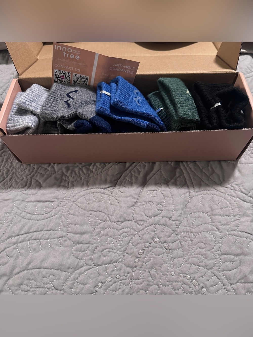 NWT 5 pair merino wool quarter sock for men. Size medium.